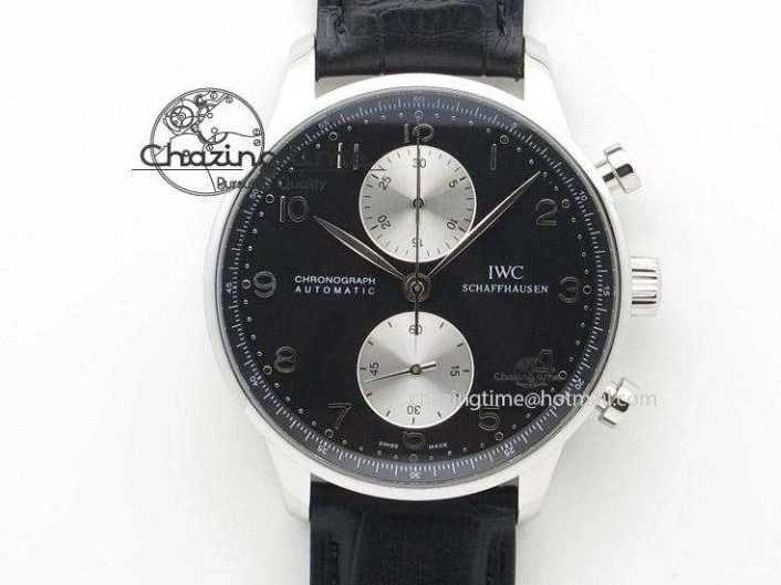 MIROTIME 0425 Portuguese IW545407 Black Dial ZF 1:1 Best Edition On Dark Blue Leather Strap DailyWear 7337